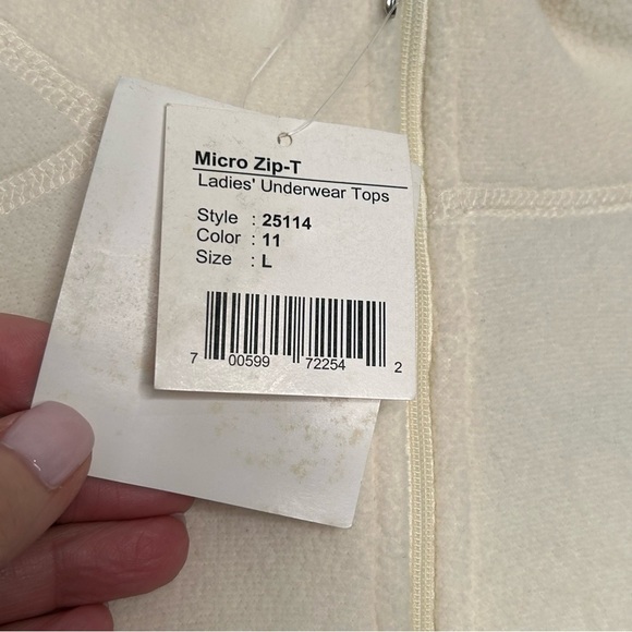 Obermeyer Cream Fleece Micro Zip-T Ultragear Qtr. Zip Pullover Bass Layer, Sz L - Picture 10 of 14
